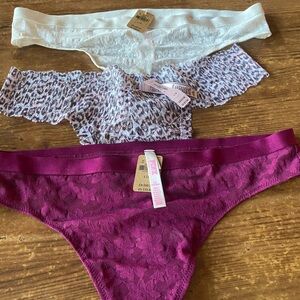 Bundle of 3 thongs Sz large! Victoria Secret. New with tags!